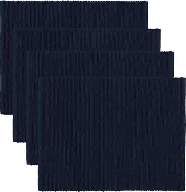 Комплект з 4 серветок LINUM Uni 35x46 см, 100% рифлена бавовна, мийні, темно-синій колір