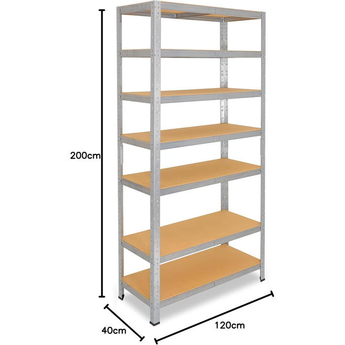 Shelfplaza® Heavy-Duty Metal Shelving Unit - 200x120x40cm (7 Shelves)