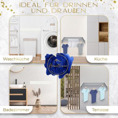 Настінна сушилка для білизни Homellence - висувна, розкладна, 3,50 м, біла