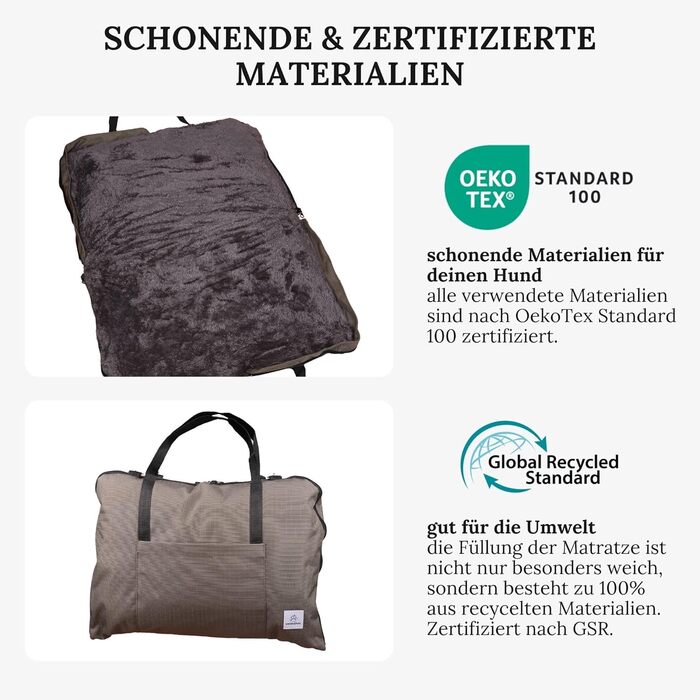 Ортопедичне собаче ліжко Wanderpfote для подорожей – зручне та сертифіковане ліжко OekoTex та GSR (Сірий, L)