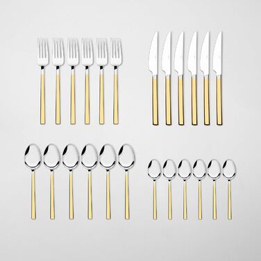 Набір столових приборів зі нержавіючої сталі на 6 осіб (24 шт.) - Елегантний набір для щоденного використання та особливих випадків, стійкий до корозії