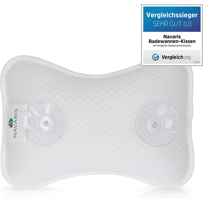 Navaris Small Bathtub Pillow made of Mesh - Tub Pillow Headrest Neck Pillow for Bathtub - Öko Tex Standard 100 - Anti-Slip in White