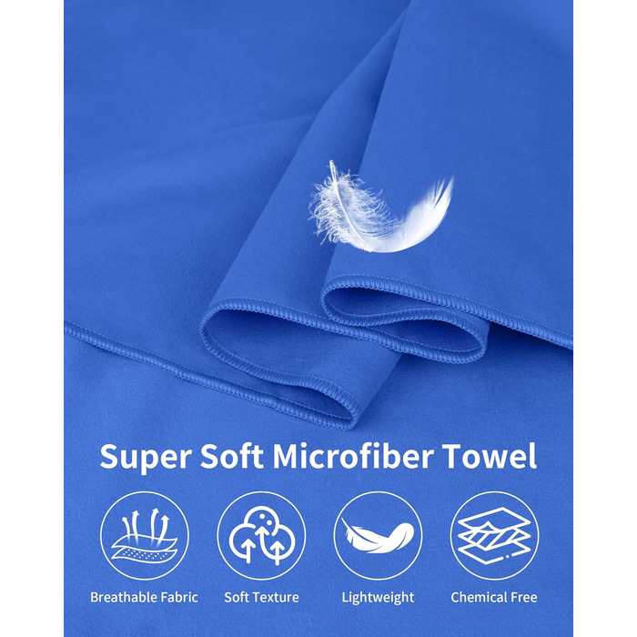 Набір рушників з мікрофібри (3 шт.): 180x80 см + 2 шт. 80x40 см. Для фітнесу, сауни, пляжу, подорожей. Темно-зелений (блакитний)