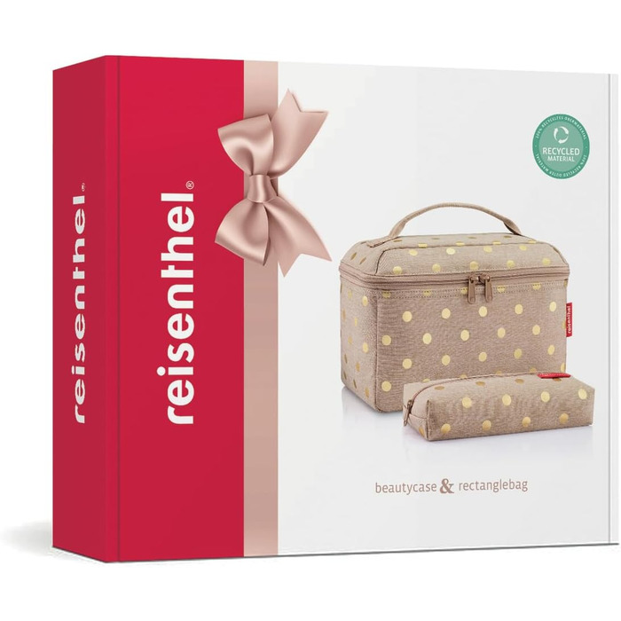Подарунковий набір косметичок reisenthel Beautycase: косметичка та прямокутна сумка Metallic Dots Coffee (17x18x17 см та 21x8x4 см)