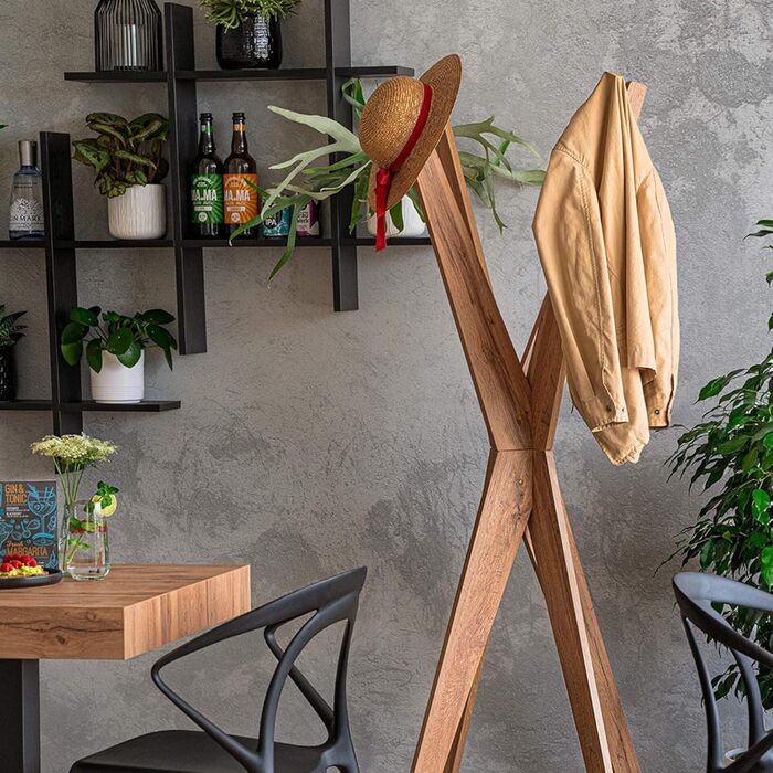 Emma, Coat Rack, Rustic Oak, Made In Italy