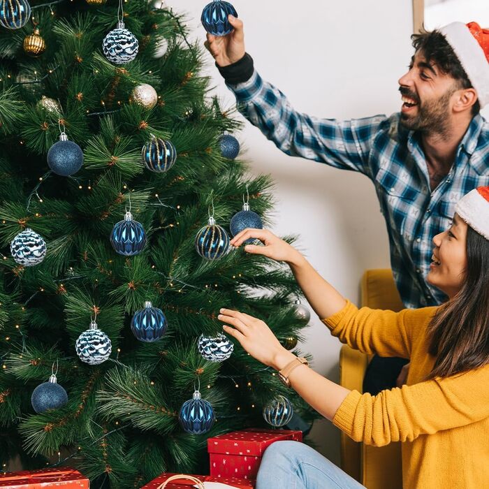 Набір прикрас на ялинку 16 шт. - Синє пластикові кулі, 6 см, для ялинки