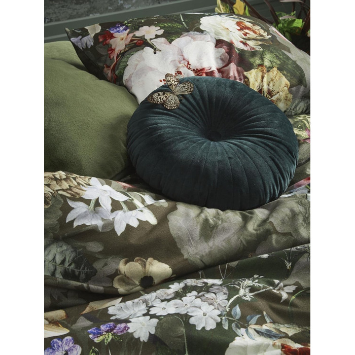 Декоративна подушка ESSENZA Fleur Moss 50x50 см, поліестер, оксамит, з квітковим принтом (піон, тюльпан)
