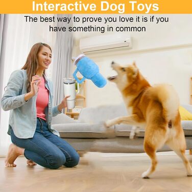 Mity Rain Funny Dog Toy with Handle, Cute Squeaky Dog Toy, Interactive Fluffy and Durable Dog Toy for Small Dogs/Large Dogs/Medium Dogs (1 Blue)