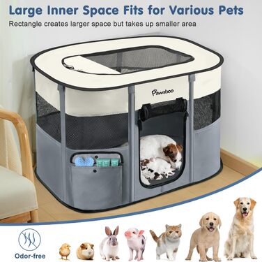 Pawaboo Переносний вольєр для тварин, складаний вольєр для собак з водонепроникного оксфорду, клітка для котів з сумкою, мискою, для цуценят, котів, кроликів, для дому та вулиці, зелений (90x70x60 см)