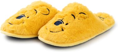 Жіночі домашні тапочки Disney Вінні-Пух | Теплі тапочки-пантолетки з ведмедиком Пух в жовтому кольорі | З вишитим обличчям персонажа для дорослих та підлітків 36/37 EU