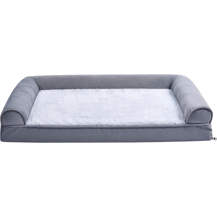 Amazon Basics Foam Dog and Pet Bed with Removable Cover, Gray, (L x W x H) (U-shaped Sofa - Gray, 91 x 69 x 17 cm)