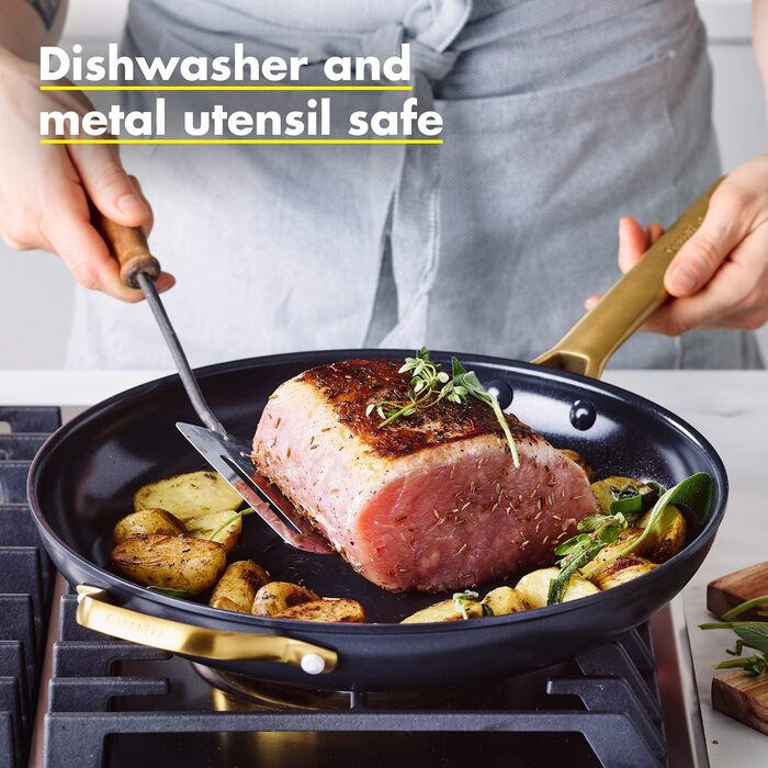 GreenPan Reserve: Набір кухонного посуду 10 предметів з керамічним антипригарним покриттям, чорний (сковорода 30 см)