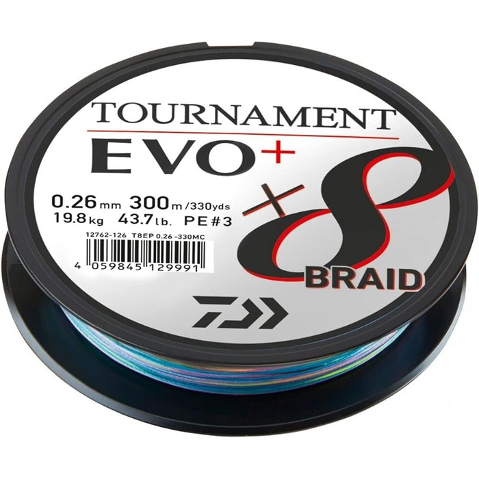Плетений шнур Daiwa Tournament X8 EVO+ 0.26 мм 300 м, мультиколір