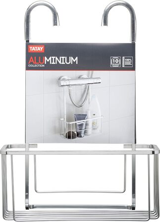 TATAY Shower Shelf, Hangs on the Faucet, Made of Aluminum, Ideal for Saving Space in the Shower, Grey