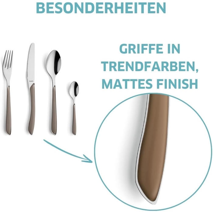 Набір столових приборів Kuppels Prisma для 6 осіб з нержавіючої сталі, рожеві ручки | 24 шт.