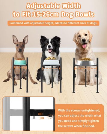 Підставка для годівлі собак з підставкою для лап, регульована по висоті, 15-26 см, металева, для маленьких, середніх та великих собак (тільки підставка)