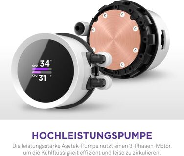 NZXT Kraken RGB 240 - Рідинна система охолодження CPU з LCD-дисплеєм, білий, 2023