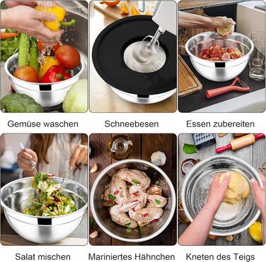 Миска Joyfair 4,5 л з нержавіючої сталі з кришкою, набором терок для приготування, миття в посудомийній машині - чорна