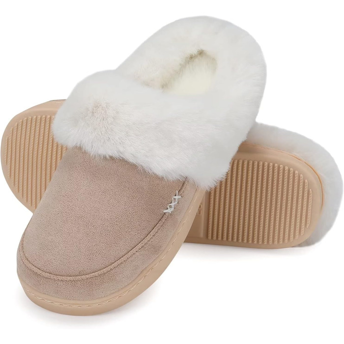 Тапочки жіночі NineCiFun, меморі-піна, теплі, з антиковзкою підошвою, для дому та вулиці, сірі (світло-сірі), 40/41.5 EU, хакі