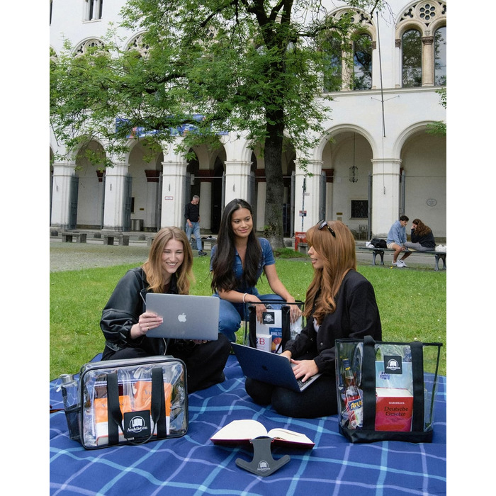 Ambition - Transparent document bag for legal texts, textbooks, folders, laptop; Durable bag for library, stadium, airport, beach