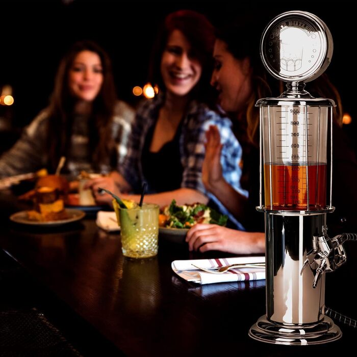 Retro Drink Dispenser in Chrome, Nostalgic Design | Bar Butler Tap Column with Tap Hose for Party Drinks Dispenser Beer Tower, Beer Dispenser, Draft System, Beer Column, Bar Column | Party Gadgets