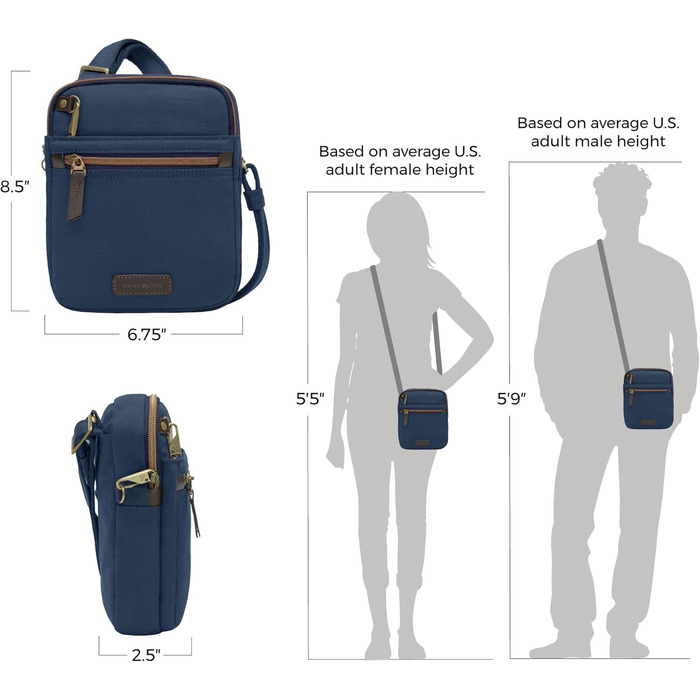 Сумка-тоут Travelon Anti-Theft Courier Navy - захист від крадіжки
