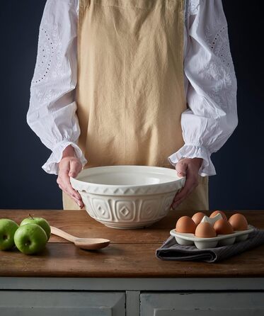Mason Cash Stoneware Mixing Bowl 26 cm, Cream, 2.7 L, Dough Bowl for Bread Dough, Cake Dough or Pizza Dough, made of high-quality, chip-resistant stoneware, large dough bowl