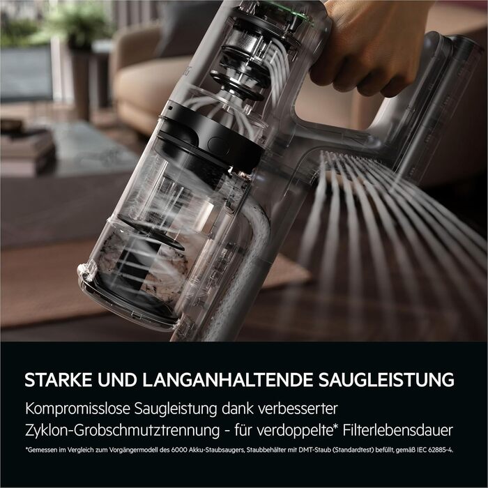 AEG 6000 Cordless Vacuum Cleaner / 103,000 RPM / 175,000 dPa / Digital Motor / Cordless / Up to 99% Dust Pickup / 40 min Run Time / Easy Handling / Removable 21.6 V Battery / Lightweight / AP61CB21DB