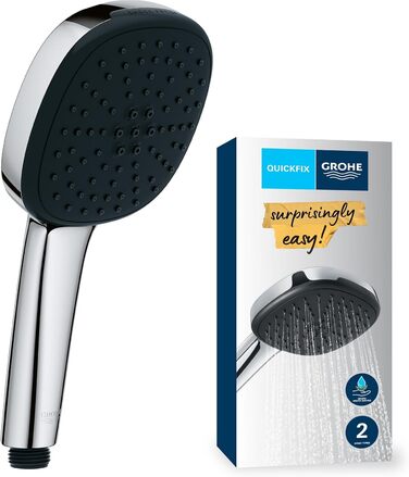 Душова лійка GROHE Vitalio 110, водозберігаюча, 8 л/хв, 2 струмені, регулюється, універсальний підключення, захисний кільце, кругла, хром, 26397001