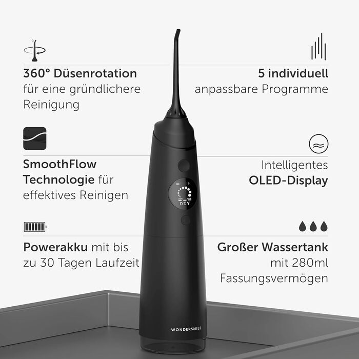 Електрична зубна щітка Wondersmile PRO - переможець тесту 2025 - 100 днів без ризику - сертифікована TÜV - 4 режими, акумулятор 60 днів, розумна насадка, 1 шт.