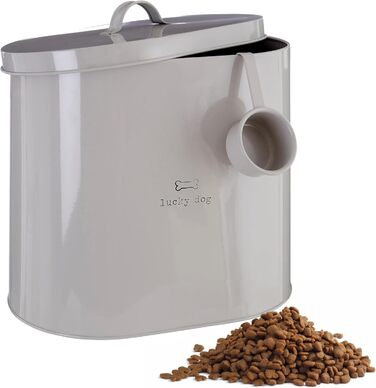 Контейнер для корму для тварин Premier Housewares, метал, кремовий, 6.5 літра, Lucky Dog, 15x25x24 см