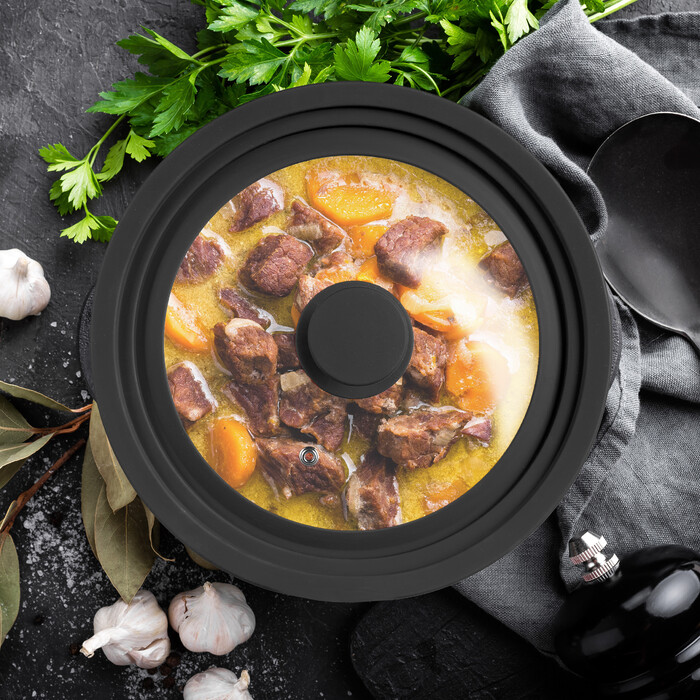 Relaxdays 26-30 cm Pot Lid with Silicone Edge