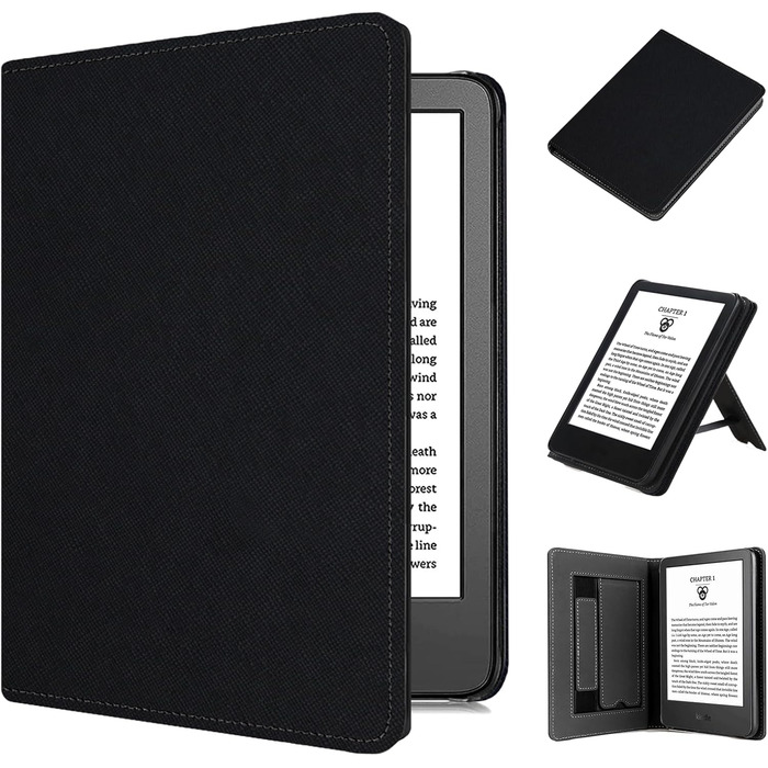 Чохол TOKILO для Kindle 6' eReader (11-те покоління 2024/2022), преміум чохол з PU шкіри з авто-ввімкнення/вимкнення, петлею для руки, складним підставкою та кишеньками для карток, не сумісний з iPad, чорний