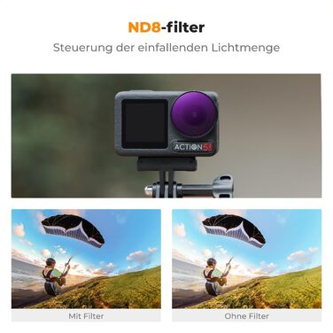 Фільтри K&F Concept ND для DJI Osmo Action 5/4 PRO: комплект з 6 шт. (CPL, ND8, ND16, ND32, ND64, ND256)