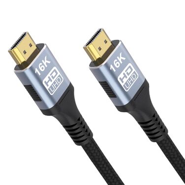 Кабель HDMI 2.2, 2 метри, 96Gbps, 16K/12K/10K/8K/4K@120Hz/240Hz/480Hz, eARC, HDR10+, Dolby Atmos/Vision, HDCP 2.2, для PS5, Xbox, Soundbar, Fire TV, HDTV