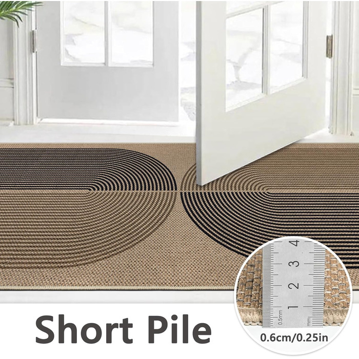 Килимок для підлоги 80x200 см з джуту - чорно-коричневий, неслизький, для кухні, коридору, спальні, балкону