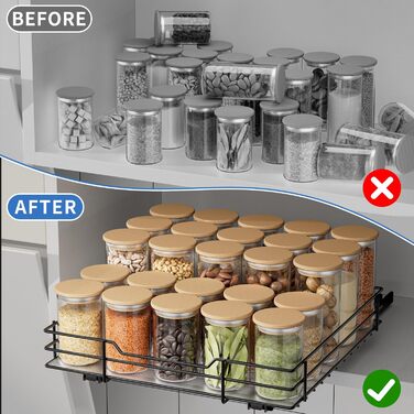 AIRUJIA Pull-Out Spice Rack, 2-Tier Dish Cabinet Organizer, Spice Rack Cabinet, Spice Rack, Lift-Up Sink Shelf, Spice Organizer for Kitchen, L26.4*W23.2*H23CM (L27*W27.2*H6CM - Single Layer)