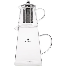Karaca Dora Teapot, 4.5 L Teapot, 1.8 L Kettle, suitable for gas and electric cooktops, Teapot, Turkish teapot (cezve), and Teapot Set, Teapot (not induction compatible), (M, Giza Glass)