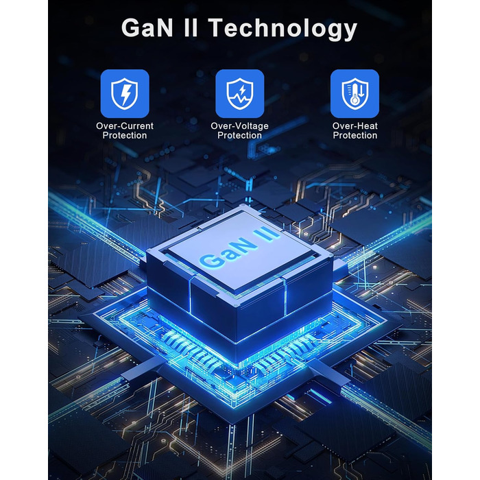 Зарядний пристрій RENGOGA 200W USB-C GaN 8 портів з LED дисплеєм для MacBook, iPad, iPhone, Samsung Galaxy - чорний