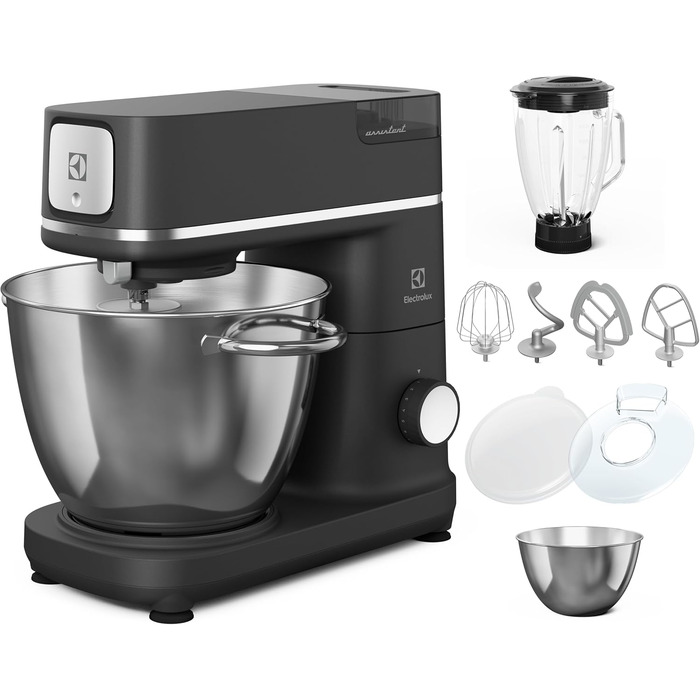 Тістоміс для хліба Electrolux EKM5570 з нержавіючої сталі, 1200 Вт, 10 швидкостей, з вінчиком та кришкою, Black Pearl (Стаціонарний міксер)