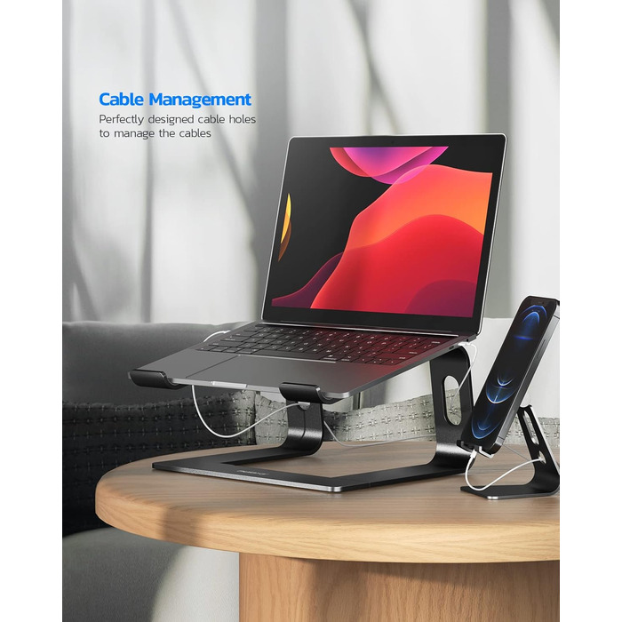 Підставка для ноутбука Nulaxy з алюмінію, ергономічна, з вентиляцією, сумісна з MacBook, Dell, HP, Samsung, Lenovo, 10-16 дюймів, сіра (C-Schwarz)