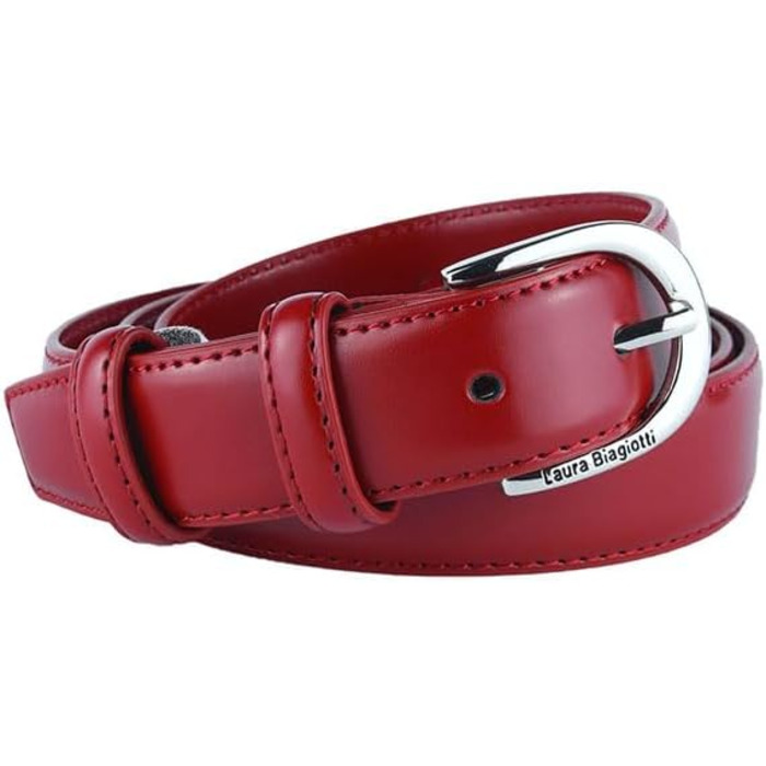 Жіночий шкіряний ремінь Biagiotti, червоний, 3 см, регульований, з подарунковою коробкою (110 см)
