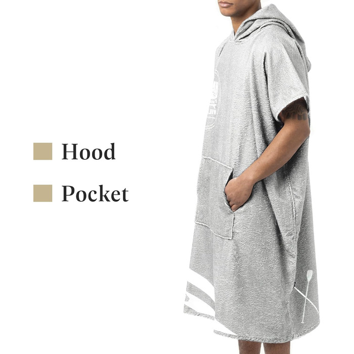 HOMELEVEL Badeponcho Unisex - Surf Poncho made of Cotton/Polyester - Towel for Adults - Bathrobe for Women and Men - Hooded Bath Towel