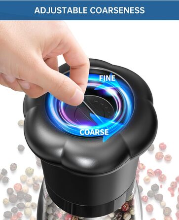 Набір ручних мельниць для солі та перцю CIRCLE JOY - ідеальний вибір для професійних кухарів. Мельниці з керамічними лезами, регульована ступінь подрібнення, скляні контейнери 180 мл, BPA-free, чорно-білий дизайн.