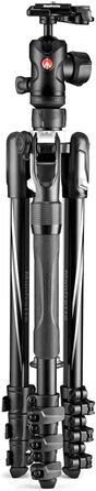 Компактний дорожній штатив Manfrotto Befree Advanced Aluminium з кулястою головкою та важелем блокування для DSLR та бездзеркальних камер, чорний (2-in-1 Twist)