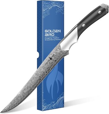 Японський ніж для філетування риби Golden Bird 20 см, з дамаської сталі 67 шарів, преміум-якість, серія Swan