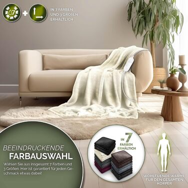 Sinnlein® Електрична гріюча ковдра з плюшу 200 x 180 см | 9 температурних режимів | Таймер | Зручна ковдра | Відключення за таймером | Можливість прання до 40°C | Digitalanzeige