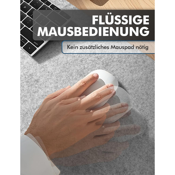 Підкладка для столу з фетру, 100x40 см, сіра. Захист столу для офісу та дому. Нековзна килимок для робочого столу.