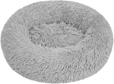 М'яке ліжко для собак великих порід та котів - кругле шорстке ліжко з високими бортиками - антиковзаюче дно - силіконова наповнювач - комфортне місце для сну - 90 см - зручне та довговічне - сірий колір