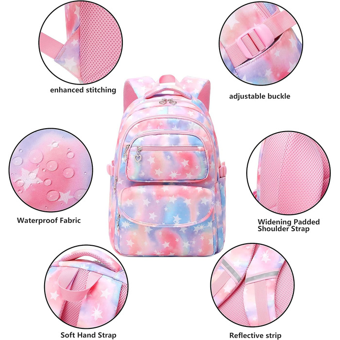 Шкільний рюкзак для дівчинки-підлітка, вінтажний рюкзак, набір, квітковий дизайн, рюкзак для ноутбука, шкільні сумки для жінок, для школи, подорожей, з ланч-бокс та пеналом (фіолетовий)